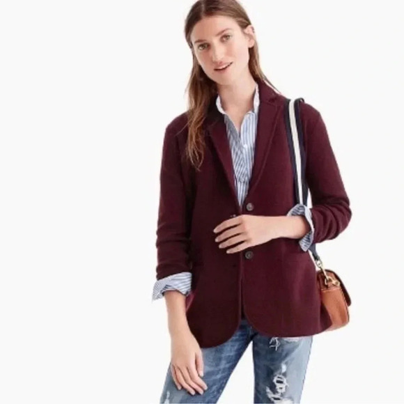 J. Crew 100% Merino Wool Sweater Blazer  Cabernet Size xs - Picture 1 of 14